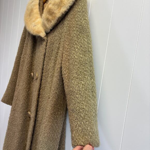 Vintage Hockanum Serena Retro Glam Fur Neck Coat Size L Classic Old Hollywood - Picture 8 of 10